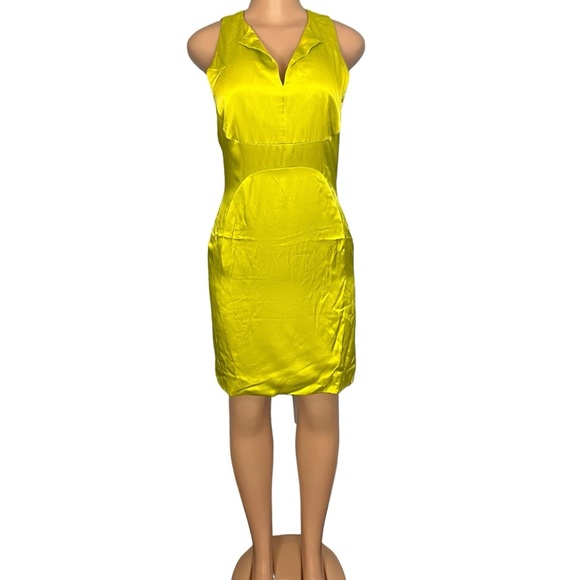 Chado Ralph Rucci Dress Chartreuse Green Shift Dress - Picture 1 of 9